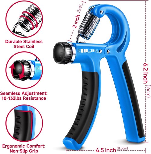 FitBeast Grip Strengthener Kit - 5 Pack Adjustable Resistance Hand Grips for Forearm Strength