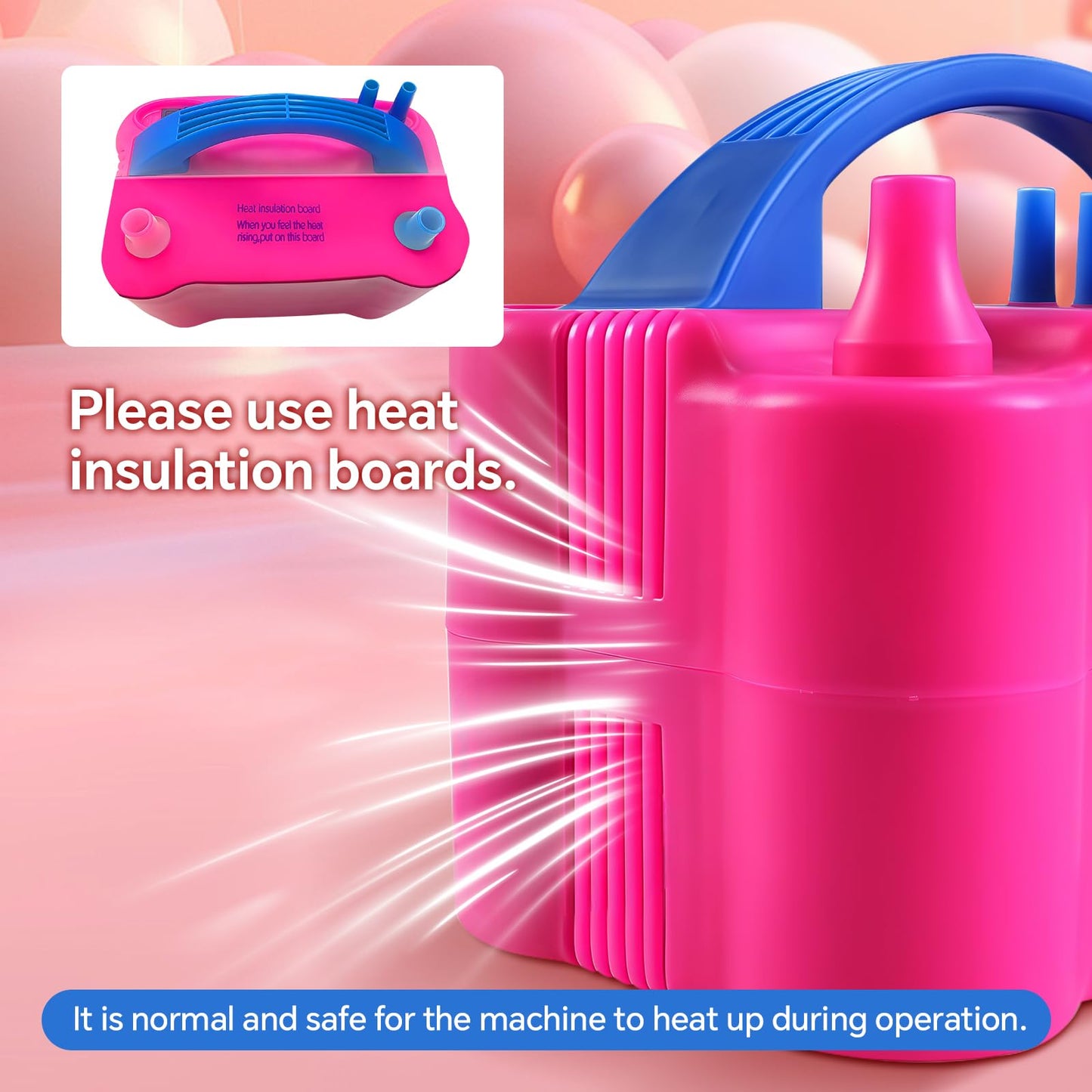 Electric Balloon Pump,110V 600W Portable Dual Nozzles Balloon Pump,Air Pump Balloon Blower for Party Decorations with Tying Tool