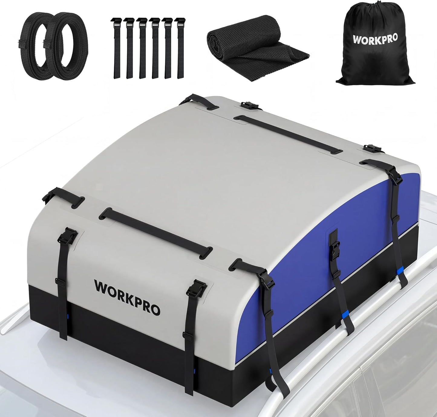WORKPRO Rooftop Cargo Carrier - 21 Cubic Feet Waterproof Roof Bag for All Vehicles | Heavy Duty 840D PVC