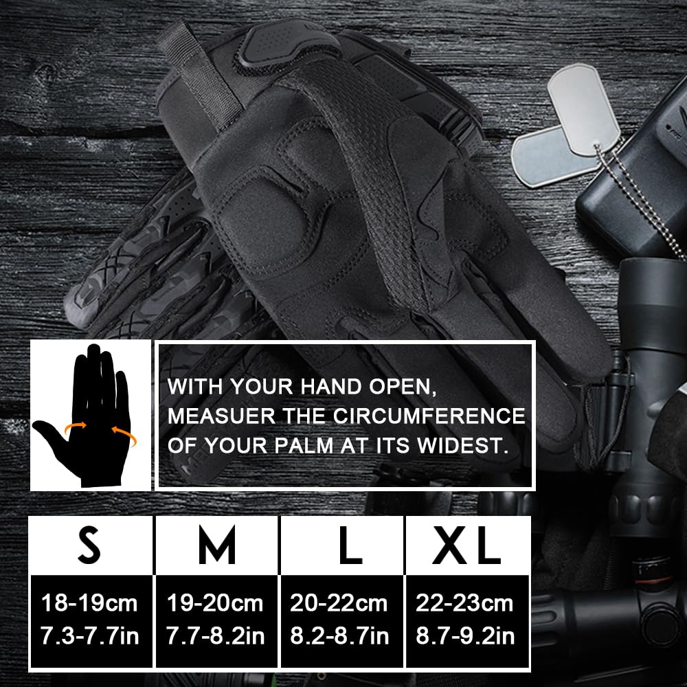 AXBXCX Touchscreen Full Finger Gloves for Men, Padded Outdoor Gloves Black Small