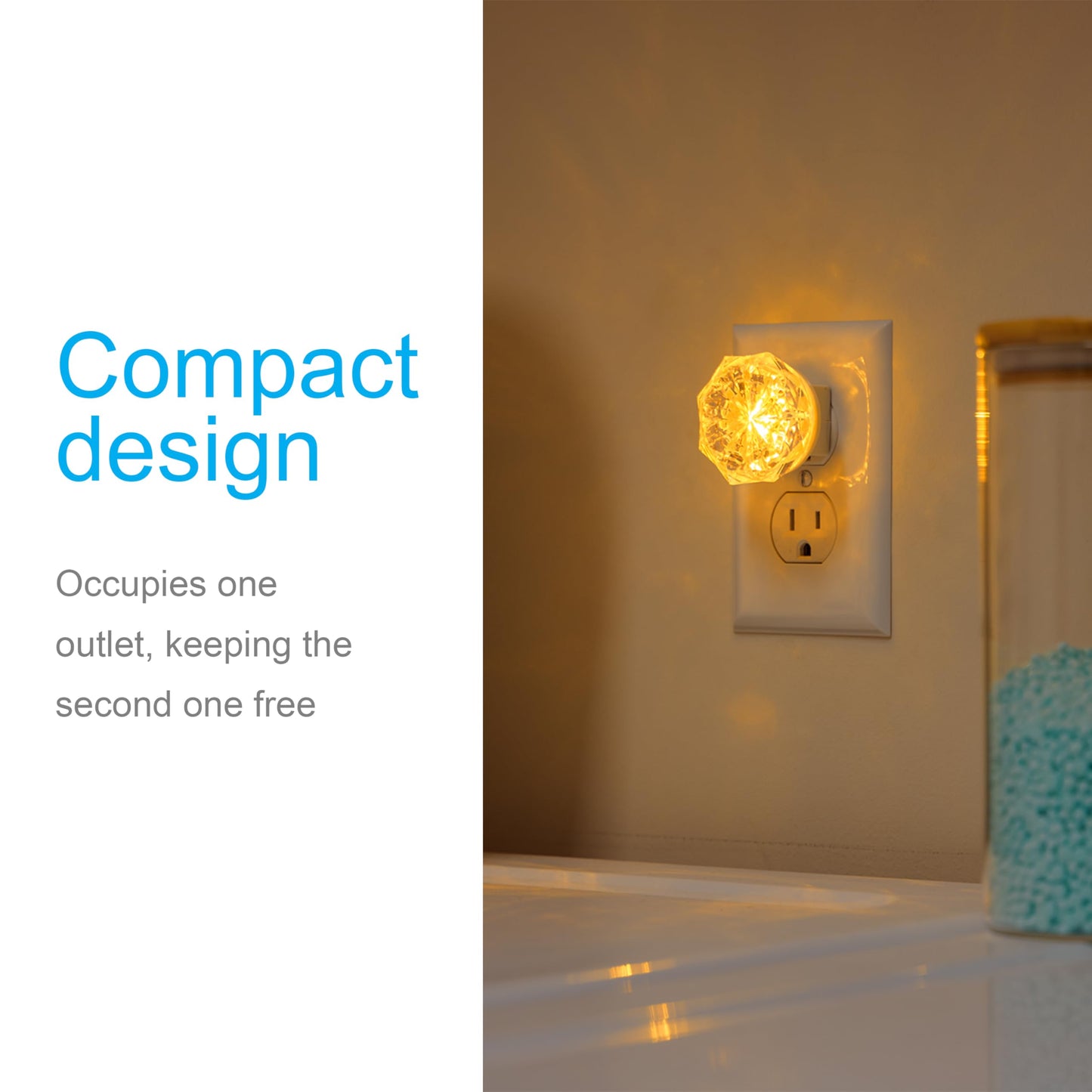 GE SleepLite Jewel LED Night Light, Plug-in, Always On, Warm White, UL-Certified, Energy Efficient, Ideal Nightlight for Bedroom, Bathroom, Nursery, Hallway, Kitchen, 85881, 4 Pack