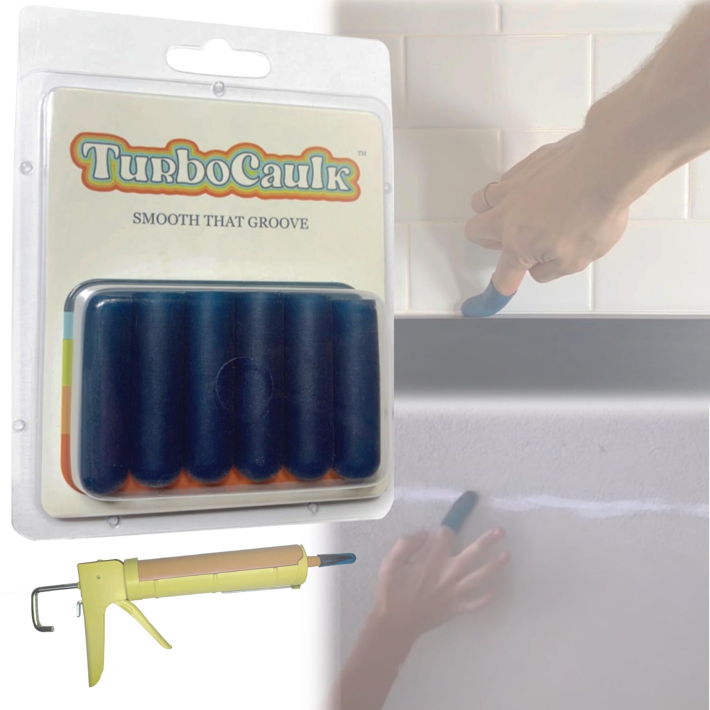 Caulking Applicator Tool for Professional Lines - Smooth Finish Every Time - No Mess, Easy Clean | 2-in-1 Reusable Universal Fit Wearable Tool