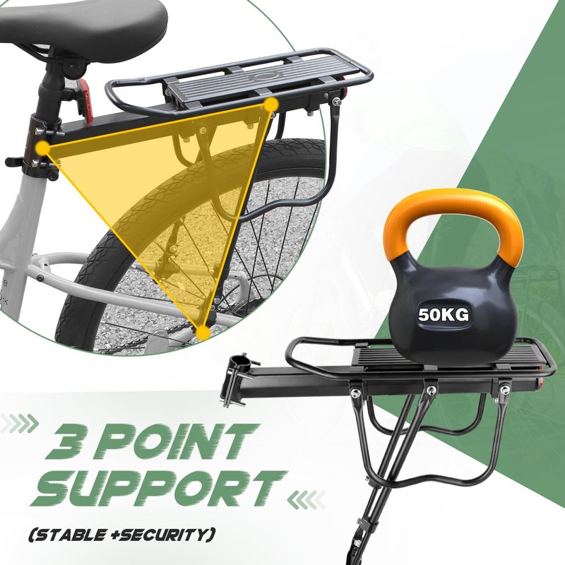 ZUKKA Rear Bike Rack Adjustable Universal Rear Bike Rack 110lbs Load Capacity Quick Release Bike Cargo Rack Luggage Bike Rack Rear Mountain Bike Rack