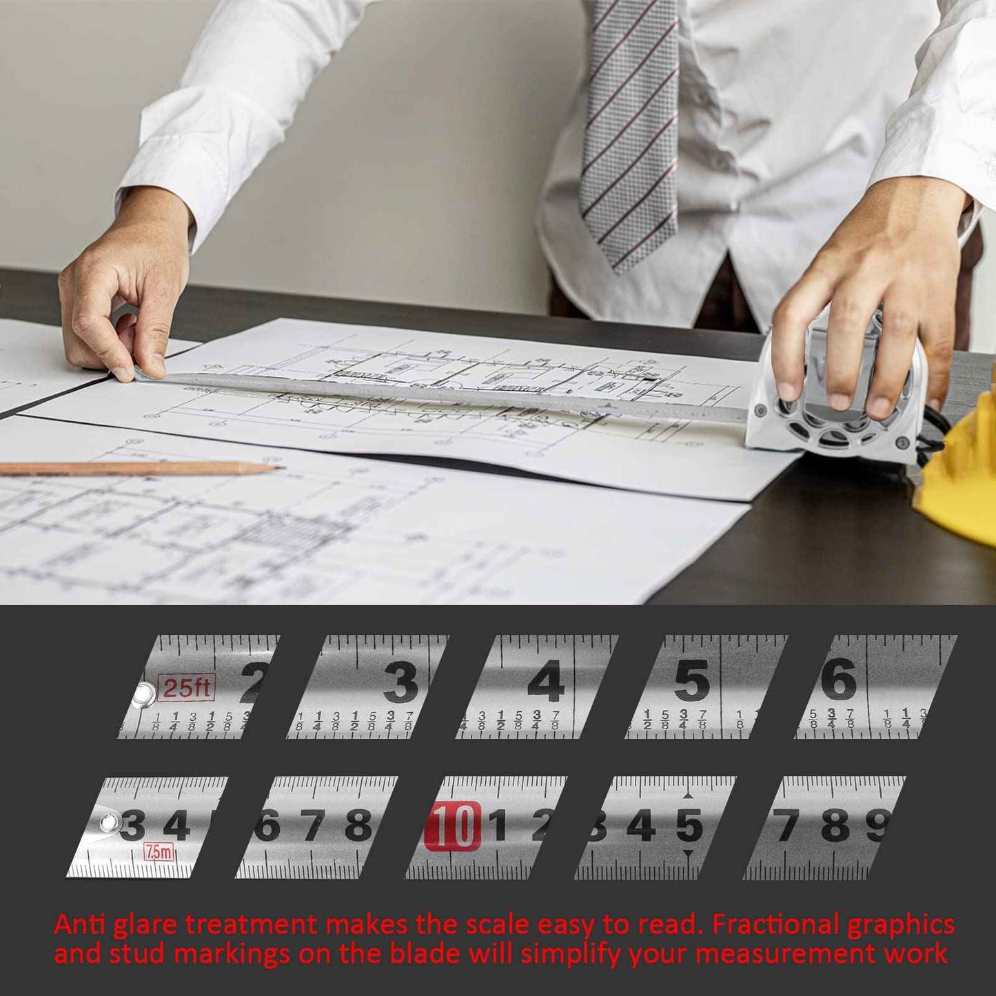 7.5M/25FT Stainless Steel Retractable Tape Measure with Double-Sided Scale, Manual Lock Measure Tape, Waterproof Anti-Fall Measure Ruler, Retractable Measure Ruler for Household Agricultural (1PCS)