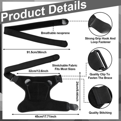 Cuffbow 2 Pcs Black Shoulder Brace Adjustable Large Size Shoulder Support for Men and Women Adjustable Arms Joint Compression Sleeve, Suitable for Both Left and Right Arms