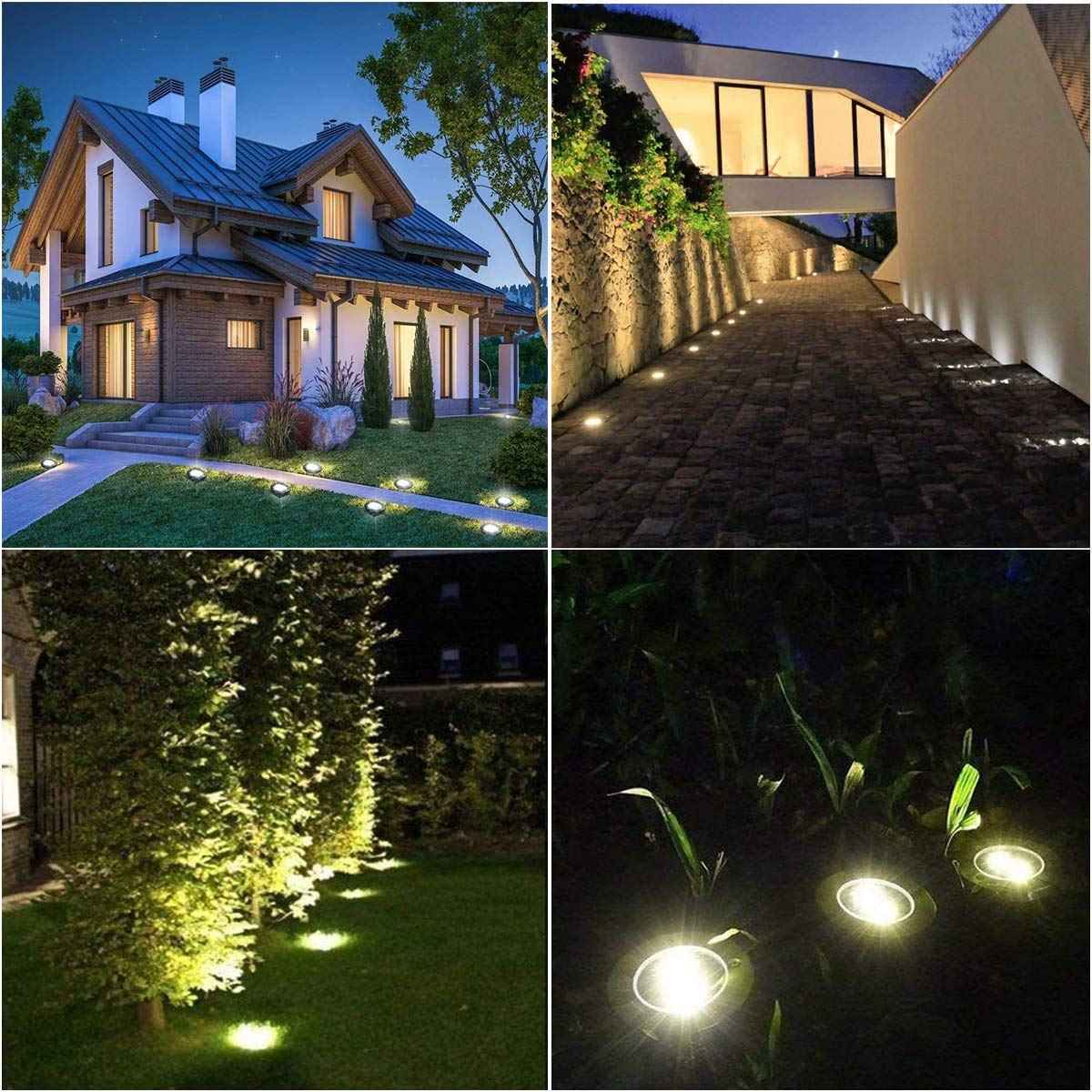 Rayolon Solar Ground Lights, Waterproof Solar Garden Lights, Upgraded Outdoor Garden Waterproof Bright in-Ground Lights, Landscape Lights for Pathway,Yard,Deck,Lawn,Patio,Walkway (4 Pack Warm Light)