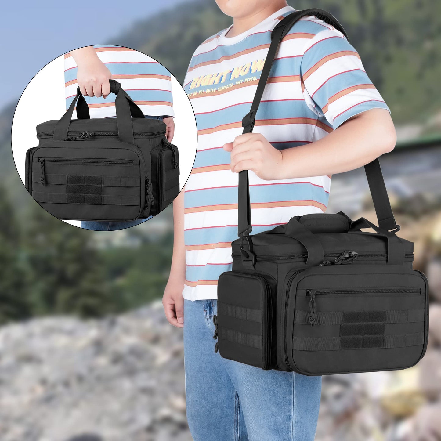 DSLEAF Tactical Gun Range Bag for 4 Handguns, Pistol Range Bag for Shooting
