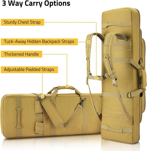 CVLIFE Soft Rifle Case - Triple Layered Double Rifle Bag with Lockable Zipper | Oversized 36"-46" for Outdoor Hunting