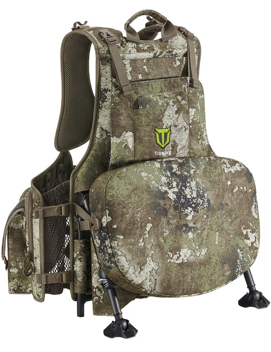 TIDEWE Vest with Seat, Vest with Game Pouch & Kickstand(Truetimber Strata)