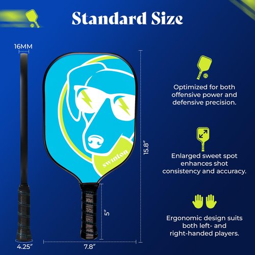 Swinton Pickleball Paddles, USAPA Approved Carbon Fiber Pickleball Paddle for Power, Control & Spin, Advanced Sweet Spot Textured Surface for Precision Shots Comfortable Anti-Slip Grip for Men & Women
