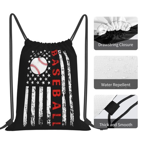 AIMASTZ American Baseball Flag Unisex Drawstring Backpack Bag Sport Gym Swim Travel Sackpack