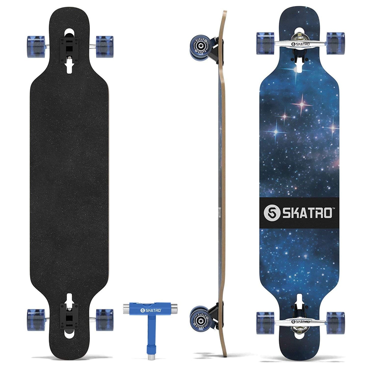 Skatro Drop Through Longboard Skateboard Freeride - Includes T-Tool