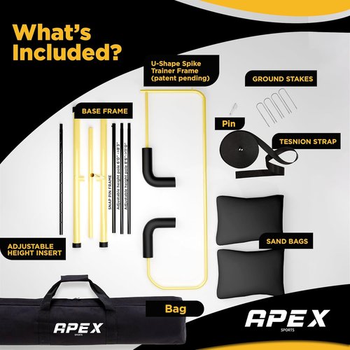 Apex Sports Volleyball Spike Trainer - Adjustable Solo Practice Station with Durable 25lb Base | Indoor/Outdoor Training Aid for All Skill Levels