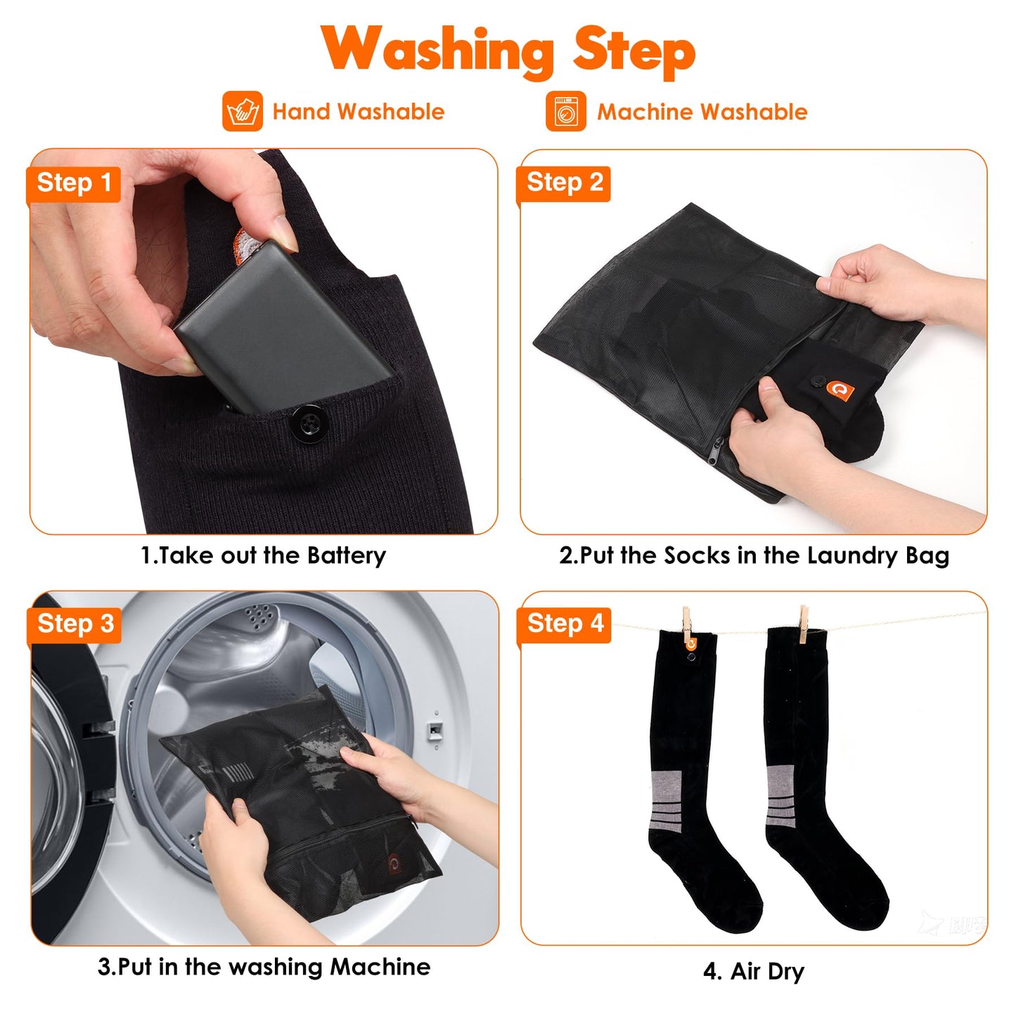 Heated Socks with 4 Heating Levels 6000mAh Rechargeable Electric Heating Socks Washable Thermal Sock Winter Warming Hiking Sock for Adult Men Women Skiing Biking Fishing Running Outdoor Activities