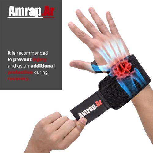 AMRAP.AR Weight Lifting Wrist Wraps for Weightlifting, Gym, Workout, Sports, Crossfit | Wrist Straps for Weightlifting Strong & Shock-absorbing | Ideal Gift for Men and Women | 18-inches Long