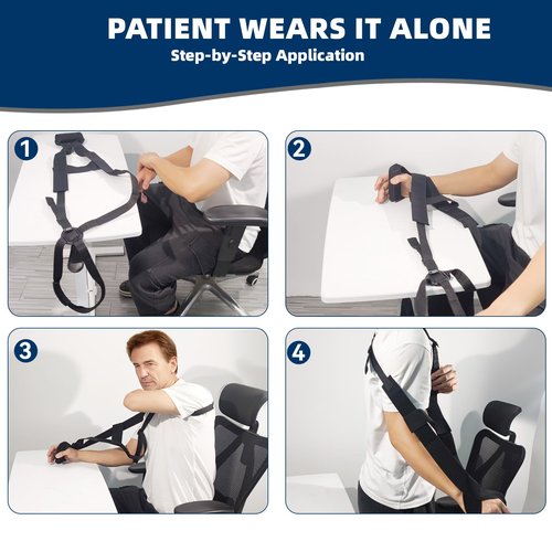 Cnosky 5702957 Arm Sling, Adjustable shoulder Strap with 4-Lab Lock, Breathable fabric for All-Day Comfortable, Black (Large: Height 5'10"-6'4",Weight 180-235 lb)