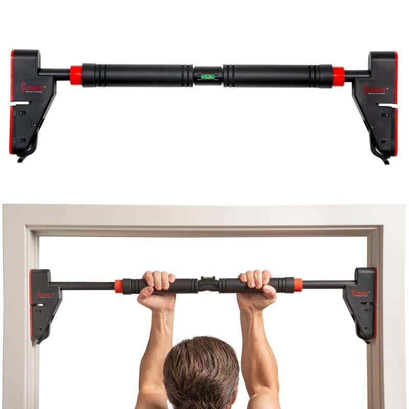 Sunny Health & Fitness Doorway Pull Up Bar – Adjustable Length, No-Screw Lock, Anti-Rotation, Home Gym Pull Up Bar Station - NO. 109