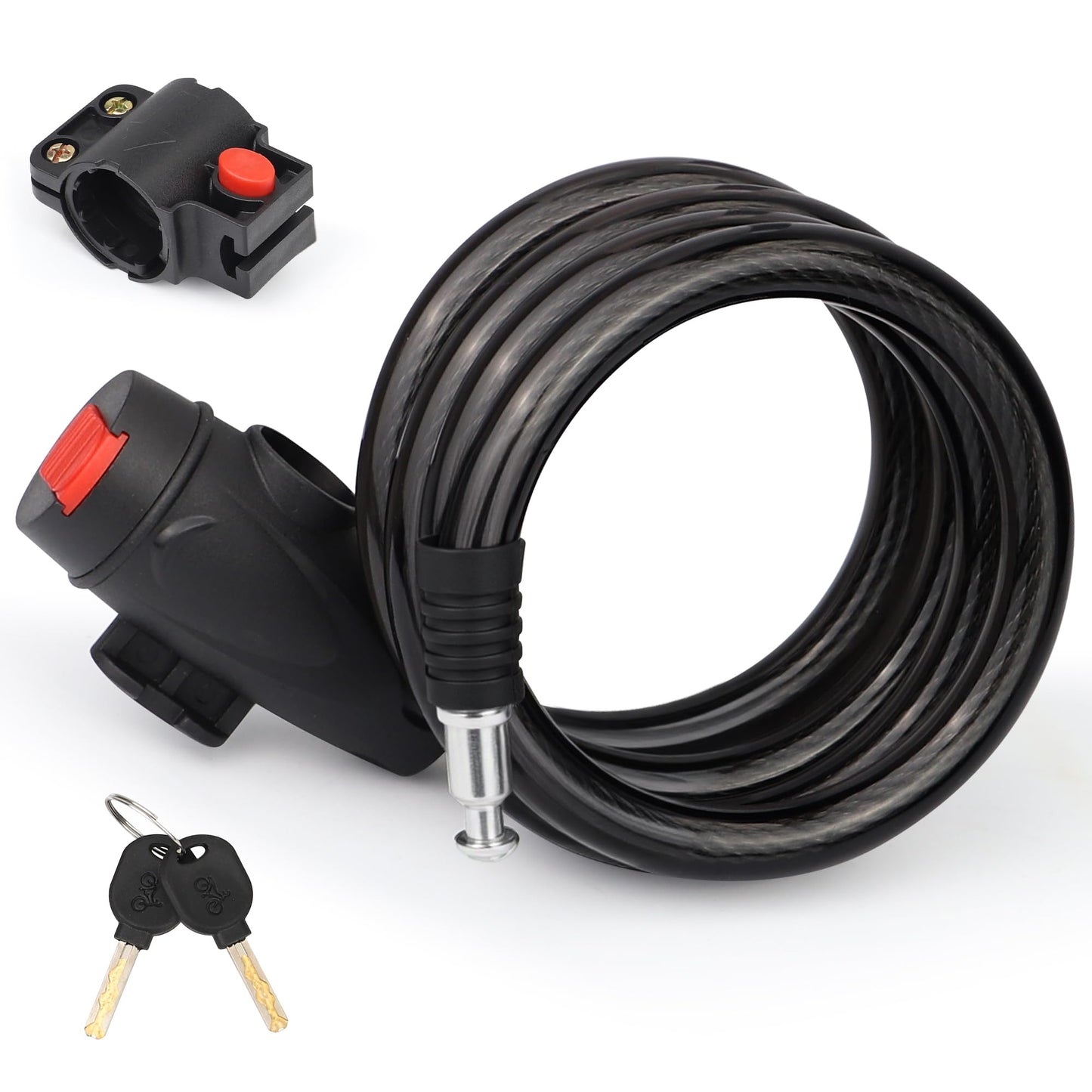 MEGHNA Bike Cable Lock with Keys Heavy Duty Bicycle Lock Anti Theft Lock with Bracket for Mountain Bike Road Bike E-Bike Scooter