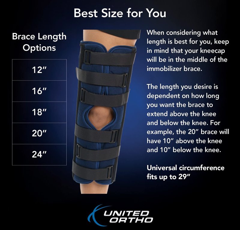 United Ortho 61016 3-Panel Knee Immobilizer, 16" Size