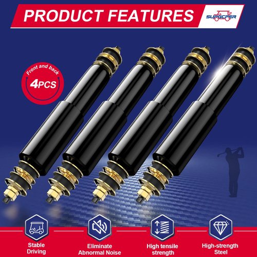 SUPGCPER 4PCS EZGO Front and Rear Shocks, 1994-UP EZGO TXT Shock Absorbers Gas and Electric, Golf Cart Front and Rear Shock Absorbers, EZGO TXT Shocks Replacement# 76418-G01, 70928-G01