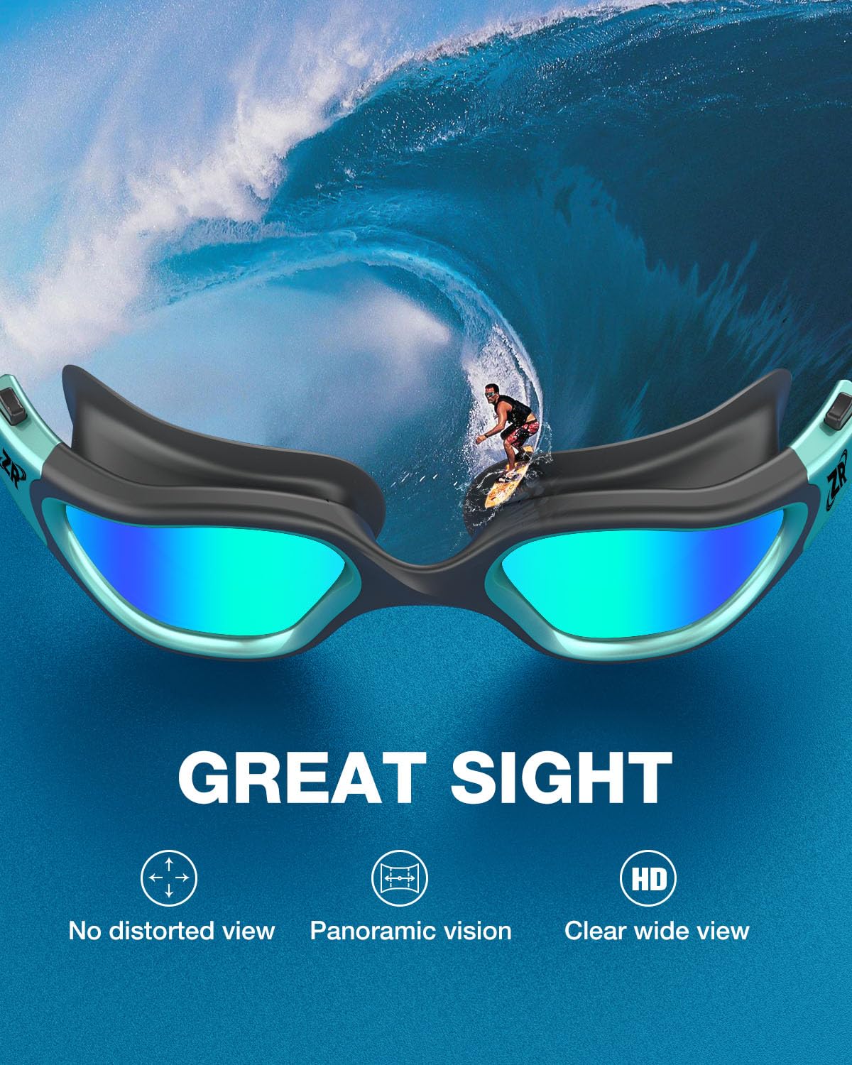 ZIONOR Swim Goggles, G1 MAX Polarized Anti-fog Swimming Goggles for Men Women Adult, UV Protection Leakproof Easy Adjustable Strap for Indoor Outdoor Swimming (Polarized + Gold)