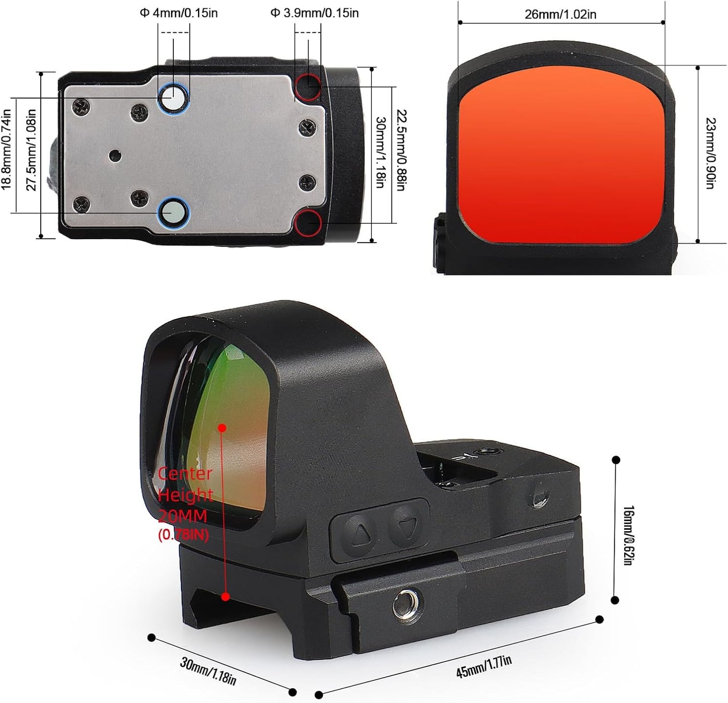 YSS Red Dot Sight - Shake Awake Optic for Pistols, Rifles & Shotguns | 3MOA, 8 Brightness Settings