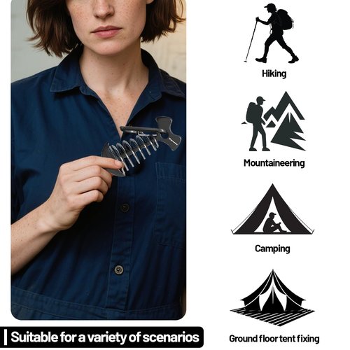 Deck Anchors with Carabiners XINCAMPING 12pcs Aluminum Deck Tie Down Anchor, Fishbone Stake Tent Stakes,Windproof Rope Tighteners & Adjusters for Tents, Canopies, Camping Furniture Black