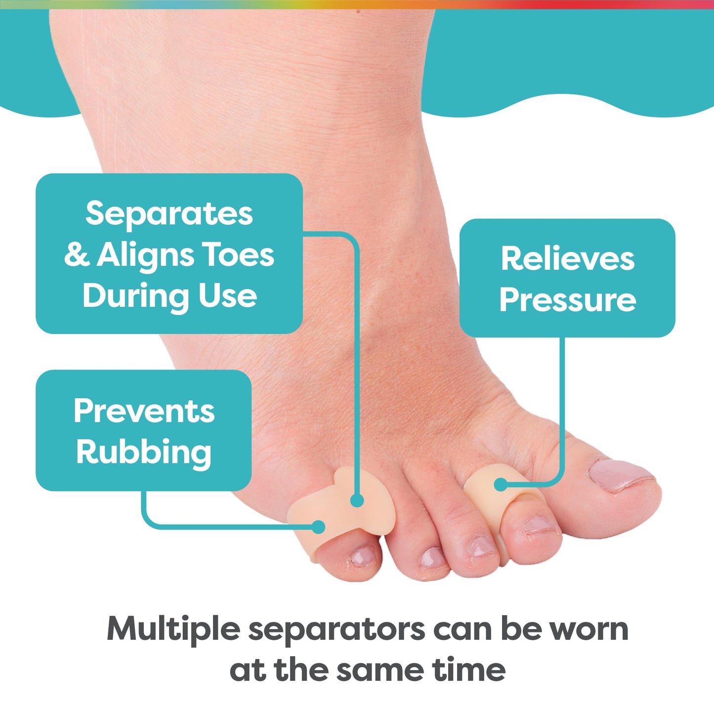 ZenToes Pinky Toe Separators | Tailor’s Bunion Corrector for Men & Women | Small Toe Spacers & Hammertoe Straightener | Gel Bunionette Spreader | 4-Pack (Beige)