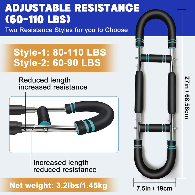 Liznkjious Arm Trainer, 60-110lb Adjustable Chest Workout Equipment Chest Trainer, Portable Spring Resistance Arm and Chest Trainer for Men & Women Enhancing Upper Body Muscle