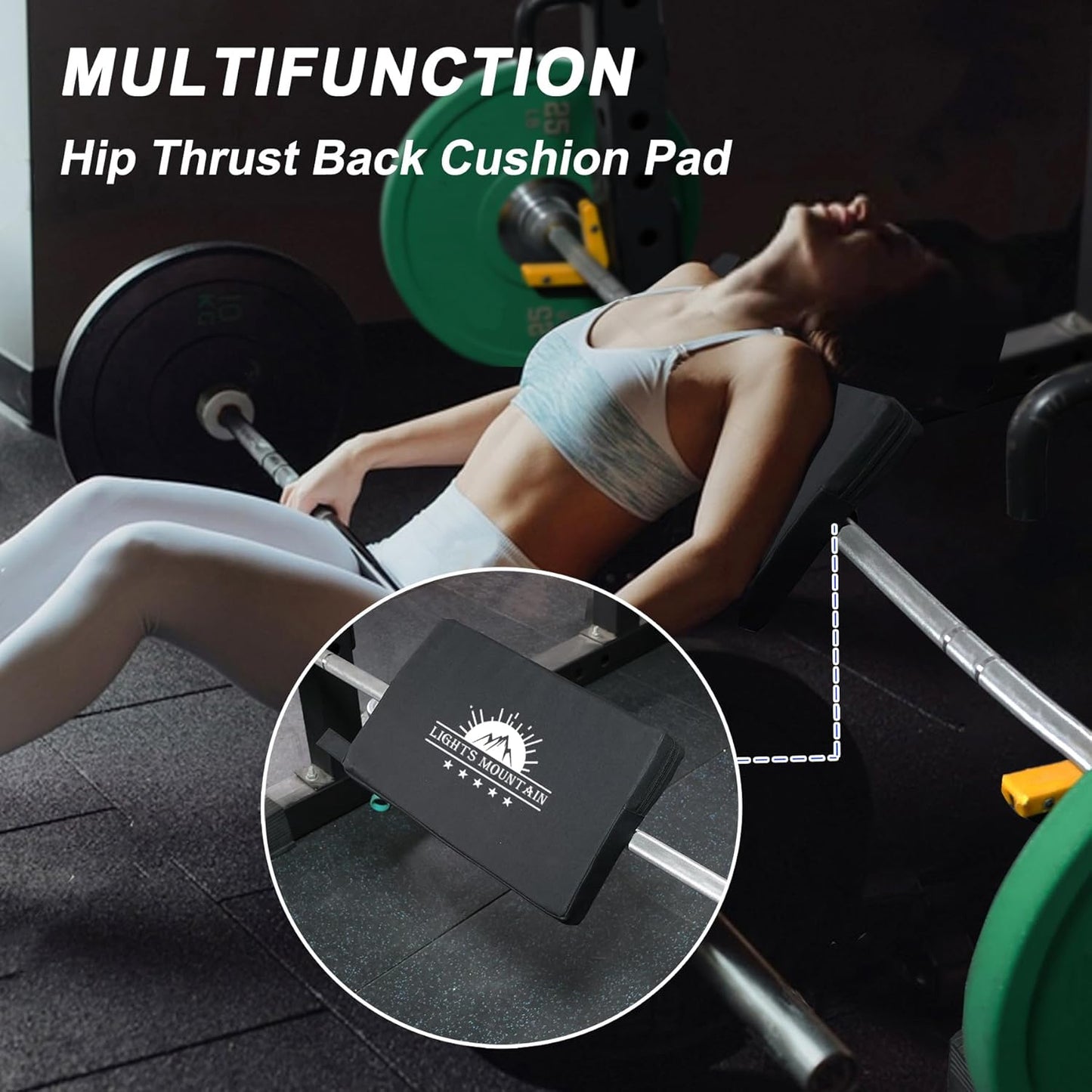 Square Hip Thrust Pad - Extra Thick Barbell Pad for Glute Bridges | Non-Slip Heavy Duty Support
