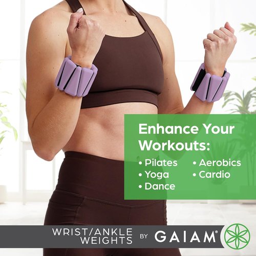 Gaiam Adjustable Wrist & Ankle Weights - Strengthen, Tone & Sculpt for Yoga, Dance, Pilates | Unisex