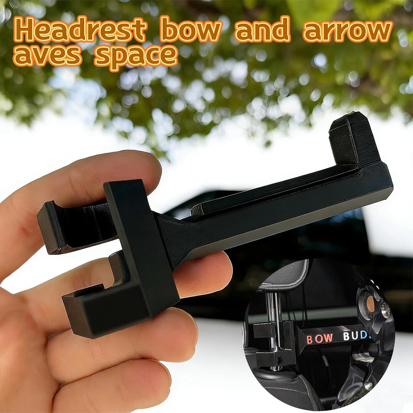 Skiennix Portable Twist-On Headrest Bow Hanger - Secure Mount for SUV & Truck, Ideal for Hunting Gear Organization