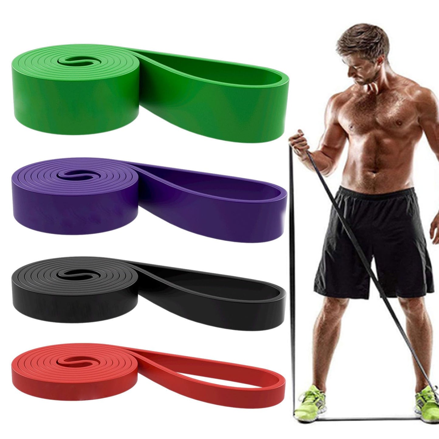 Resistance Bands, Pull Up Assist Bands - Workout Bands, Eexercise Bands for Working Out, Fitness, Training, Physical Therapy for Men Women - Dark Black