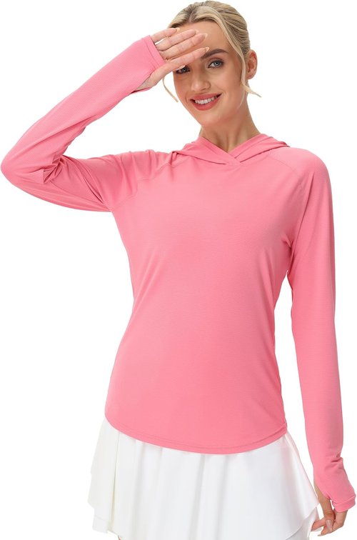 Isnowood Women's UV Protection Rash Guard - UPF 50+ Long Sleeve Lightweight Shirt for Outdoor Activities