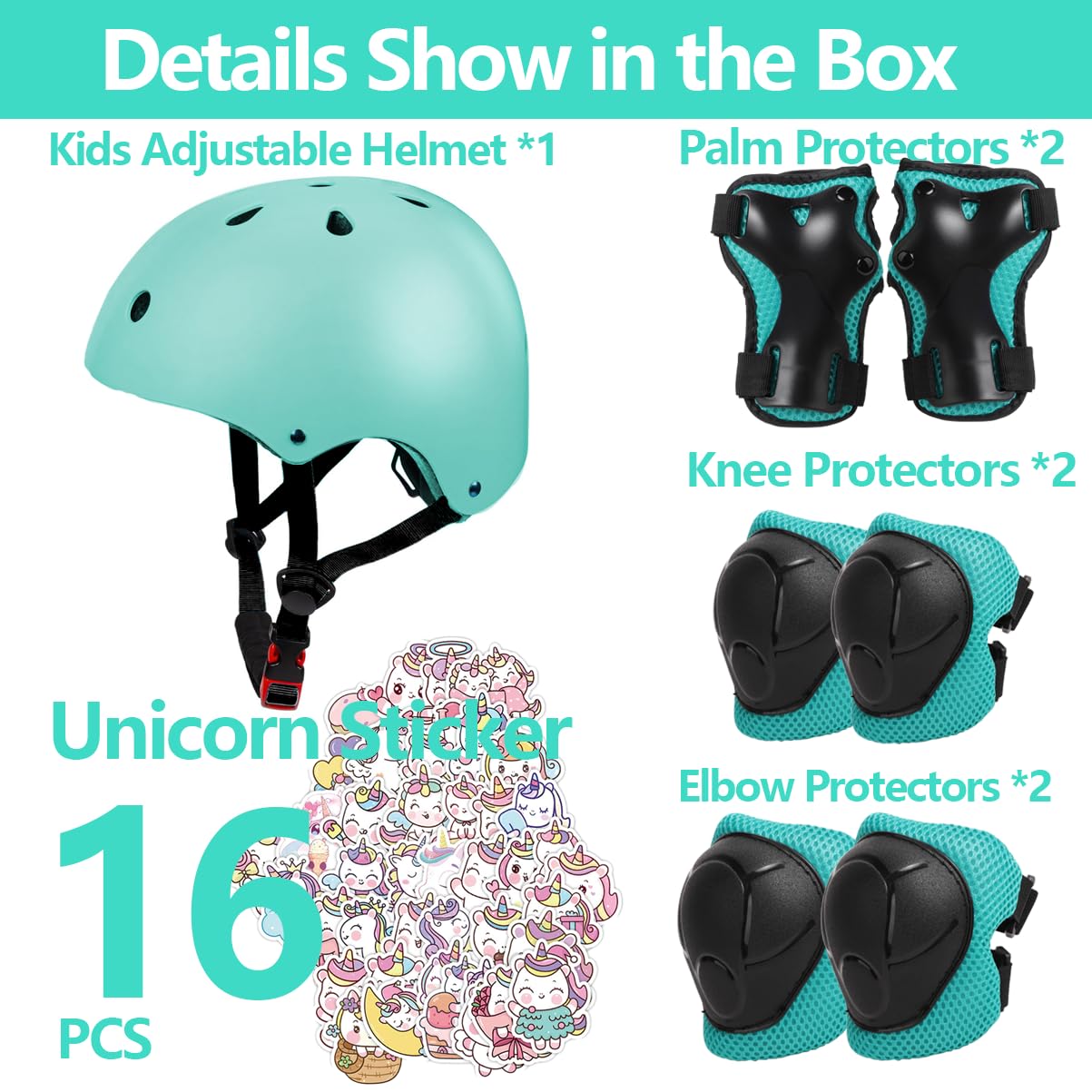 Kids Bike Helmet Set,CPSC Certified with Knee Elbow Wrist Pads Guards,Toddler Adjustable Black Helmet for Ages 2-3-5-8 Girls Child,Sports Protective Gear Set for Bicycle Skate Scooter