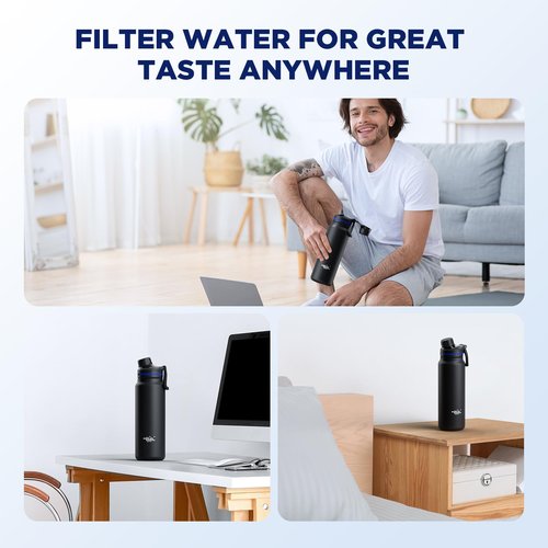 Membrane Solutions Replacement UF Filter for C3 Filtered Water Bottle, BPA-Free for Camping, Hiking, Backpacking and Travel (UFx2)