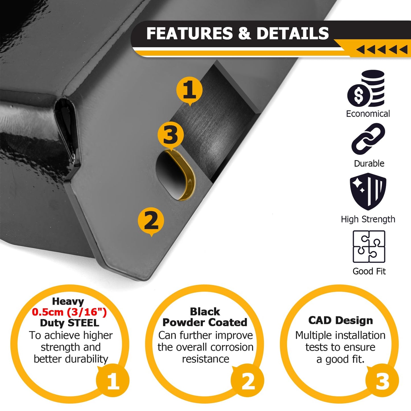 WeiSen Winch Mounting Bracket Plate Compatible with Polaris RZR XP 1000 2024-2025 (Not fit 2014-2023 XP 1000/Pro XP/Pro R/Pro S/Turbo R