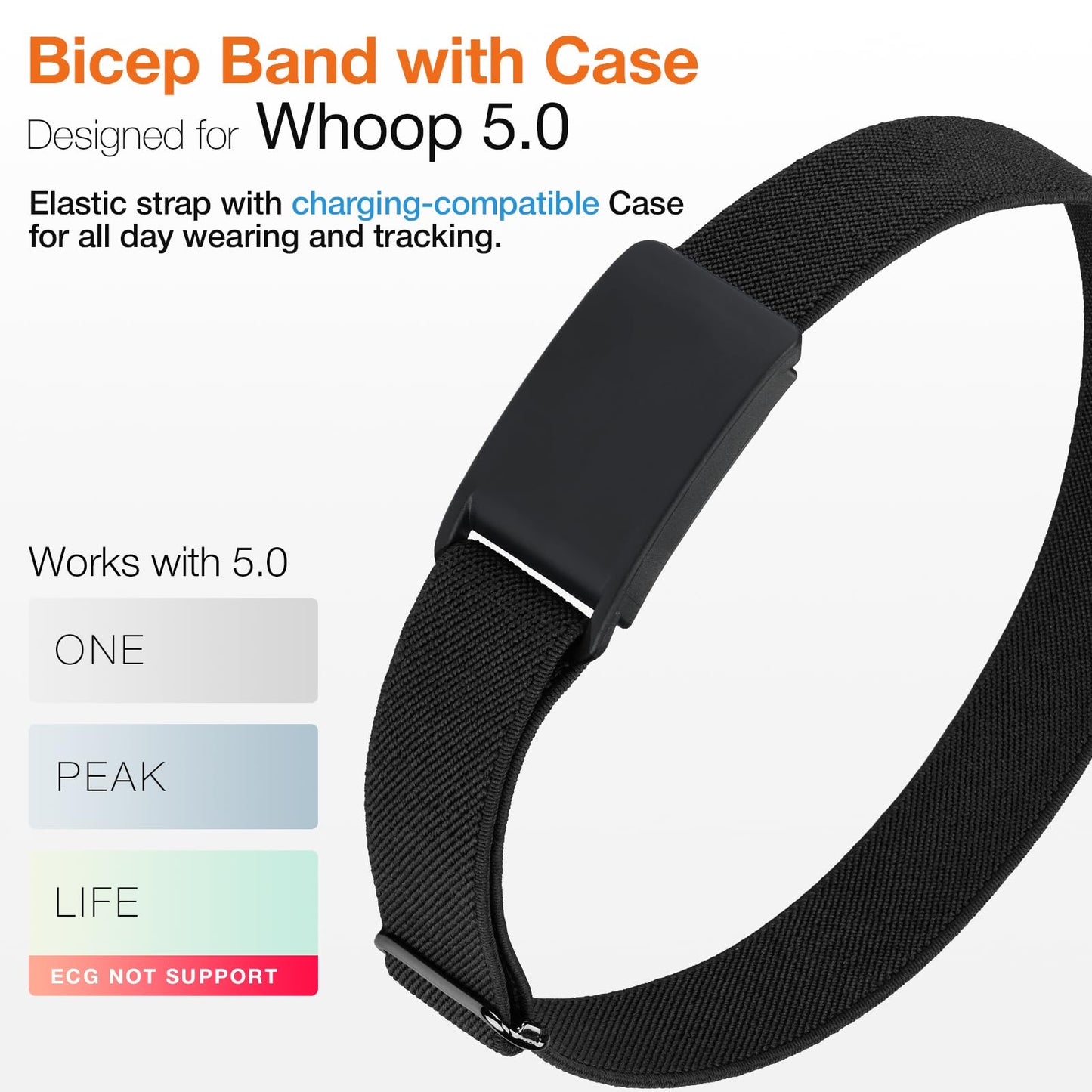 Stretchy Nylon Arm Band, Soft Breathable Elastic Adjustable Bicep Band with Case Compatible with Whoop 5.0