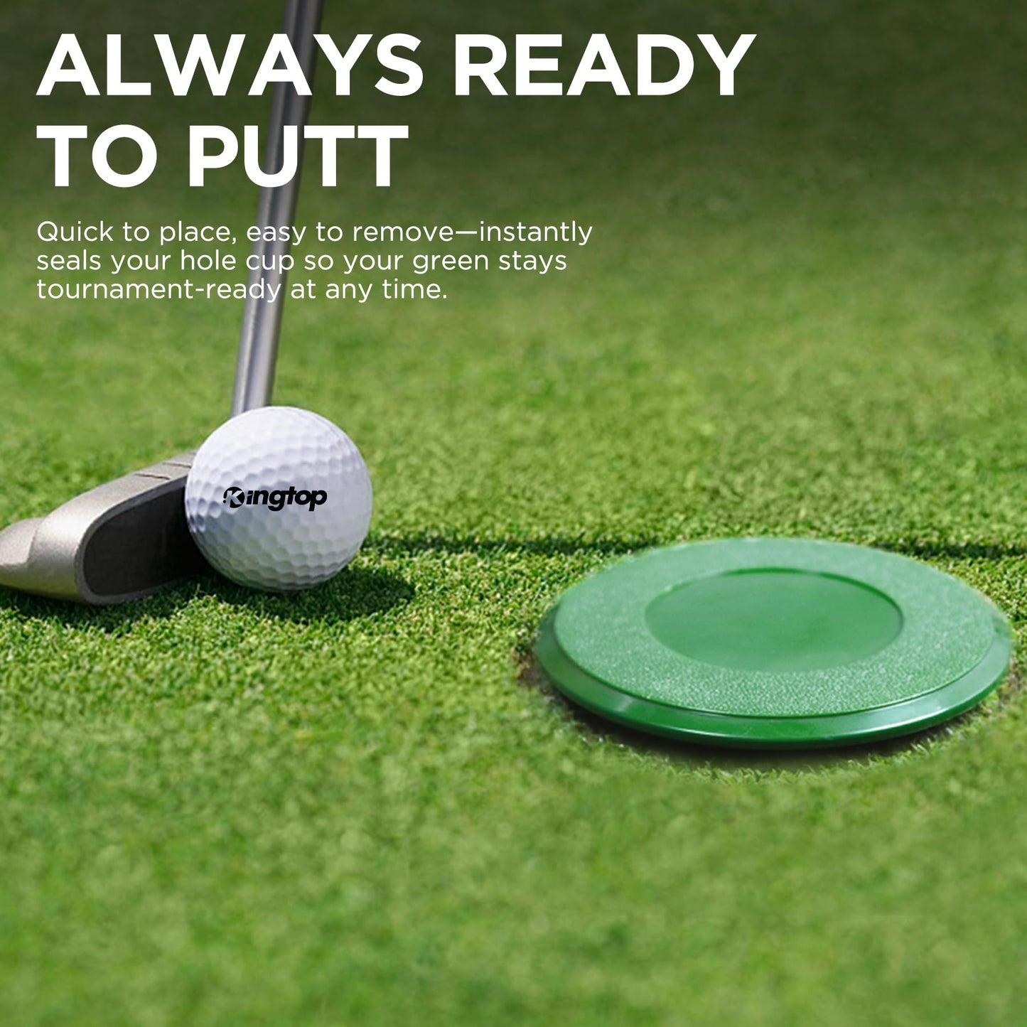 KINGTOP Golf Hole Cup Cover – Fits Standard 4.25" Aluminum & Plastic Golf Cups – Convert Backyard Practice Putting Green to Multi-Use Space, 4-Pack