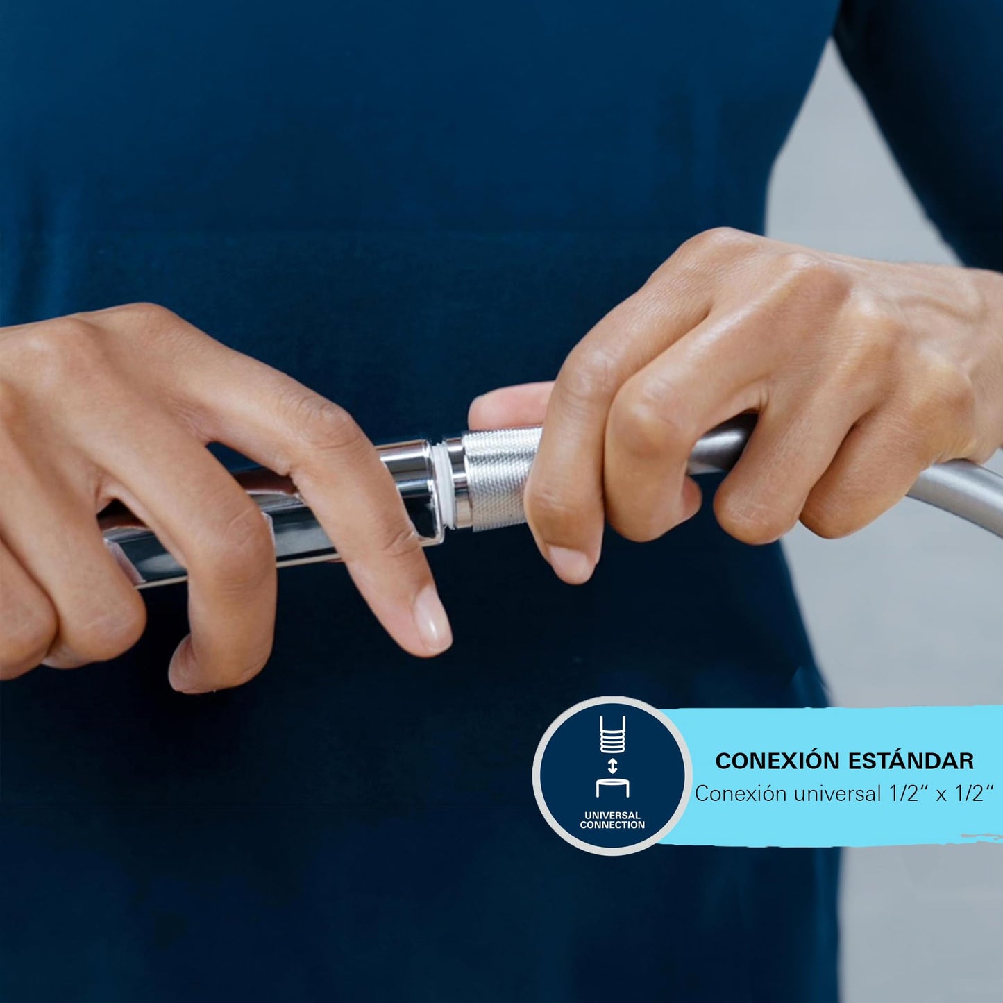 GROHE VitalioFlex Metal Long-Life TwistStop - Shower Hose 1.75 m (Tensile Strength 50 kg, Pressure Resistance Up to 16 Bar, Heat Resistance 75°C, Universal Connection G 1/2" x 1/2"), Chrome, 22100000