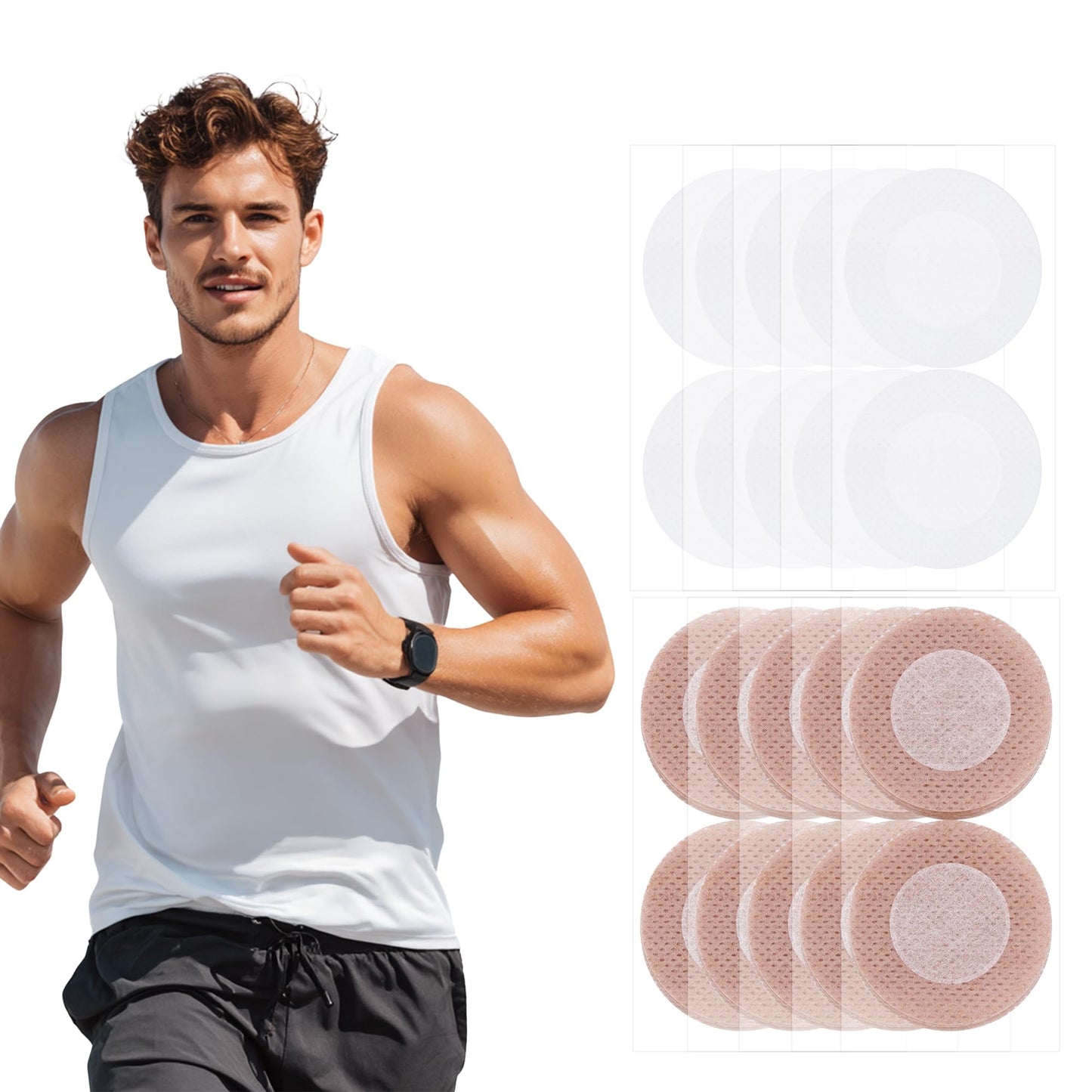 VRAIKO Men’s Nipple Covers, 100pcs(50Pairs) Nipple Covers Men No Show, Sweat-Resistant, Anti-Chafing, Invisible & Comfortable for Running, Sports, Daily Wear