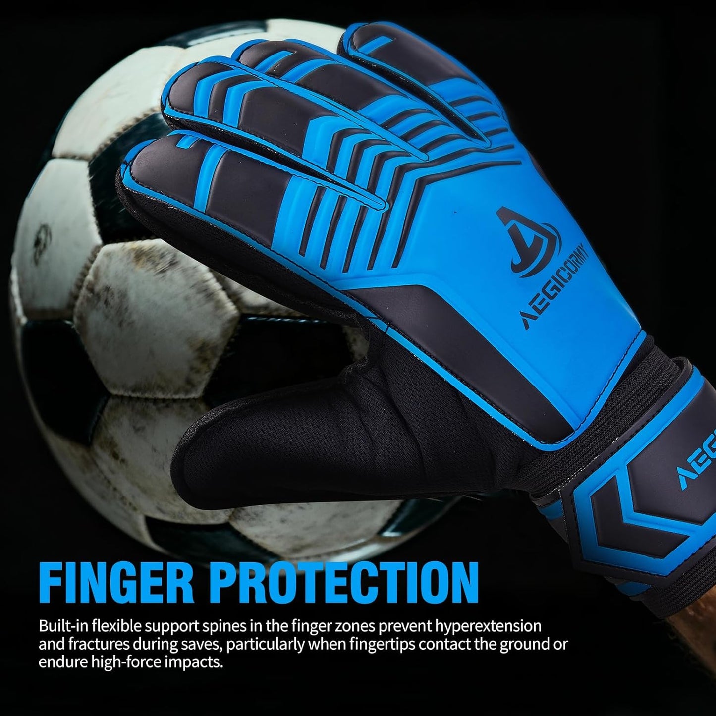 Skiennix Goalie Gloves - Breathable Soccer Gloves with Finger Protection | Extra Grip, Black/Green, Sizes 5-10