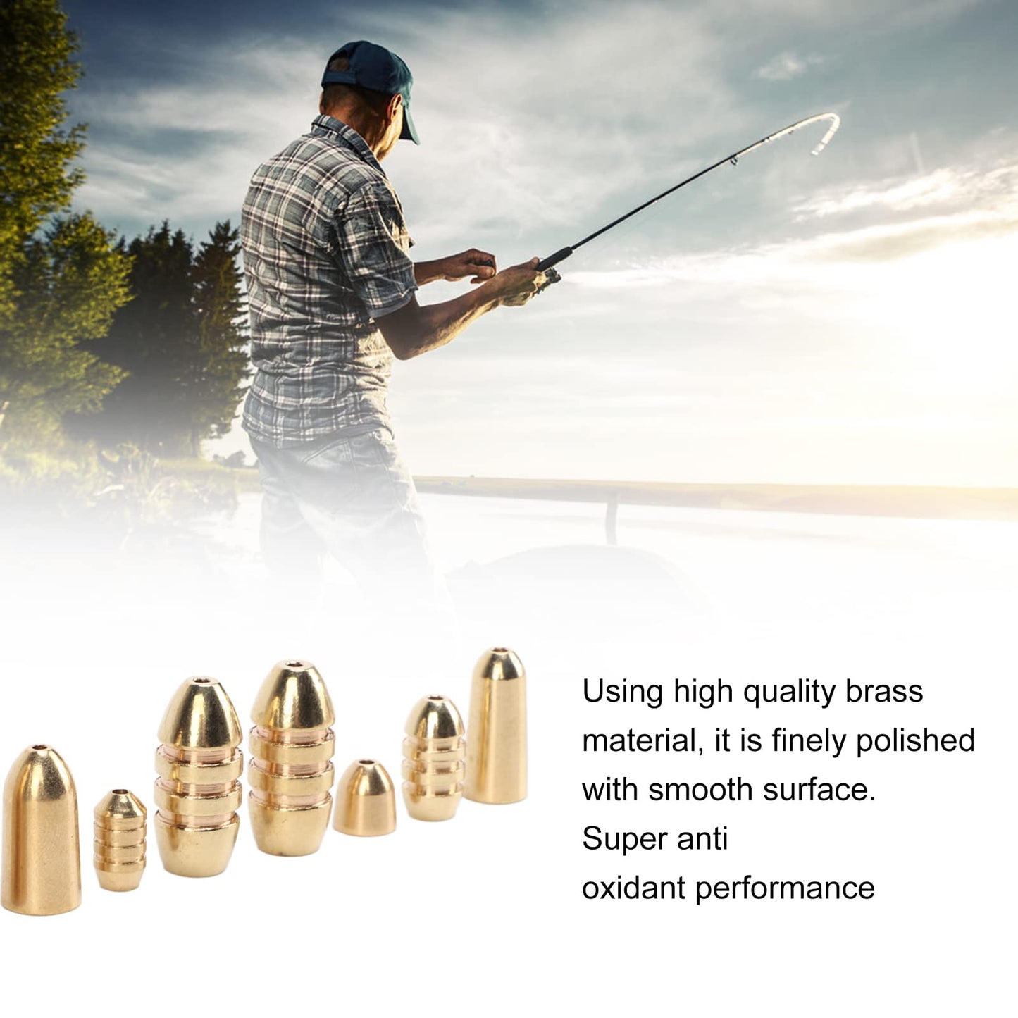 OUKENS Brass Sinkers Weight Kit, 46pcs Fishing Sinker Weights, Tackle Sinkers with Box for Freshwater Saltwater Bass Fishing