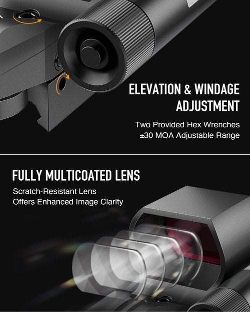 HIRAM Reflex Sight Laser Combo, 2 MOA Red Dot Sight with Green Laser 4 Reticle Patterns 8 Brightness Settings for 20 mm Picatinny Weaver Rails, Tactical Optics for Rifle Pistol Airsoft