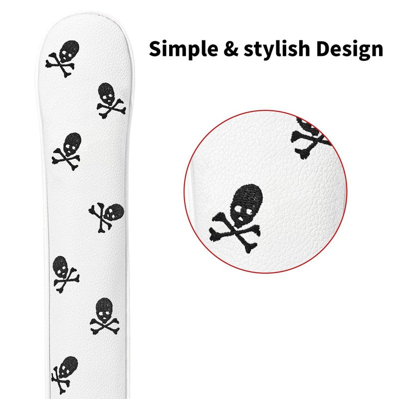 Golf Alignment Stick Cover Premium Leather Perfect Cover for Alignment Sticks Classic Little Skull Head Direction Rod Design Alignment Sticks Holder Golf Club Protector.