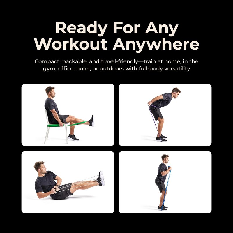 Sunny Health & Fitness Natural Latex Resistance Bands (Single or Combo Set) – 100, 140, 160, 180 & 15–95 LB for Strength Training, Squat Rack, Power Cage, Home Gym, Stretching, Physical Therapy