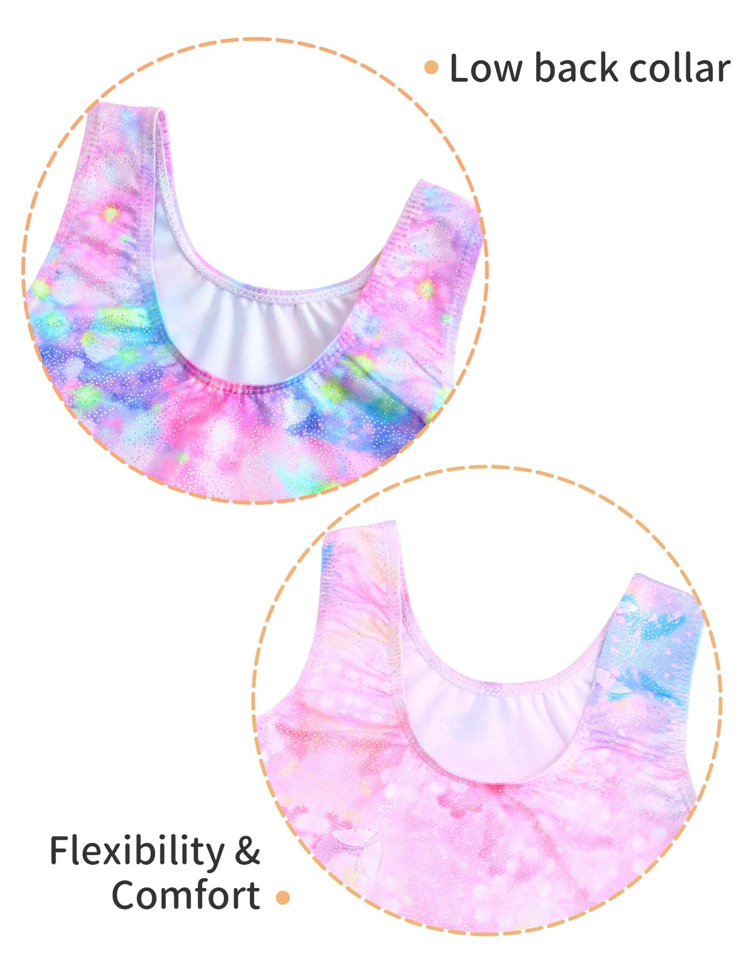 Nokecina Girls Leotards for Gymnastics with Shorts Size 7-8 Years Old Blue Pink Biketards Unitards for Dance Class