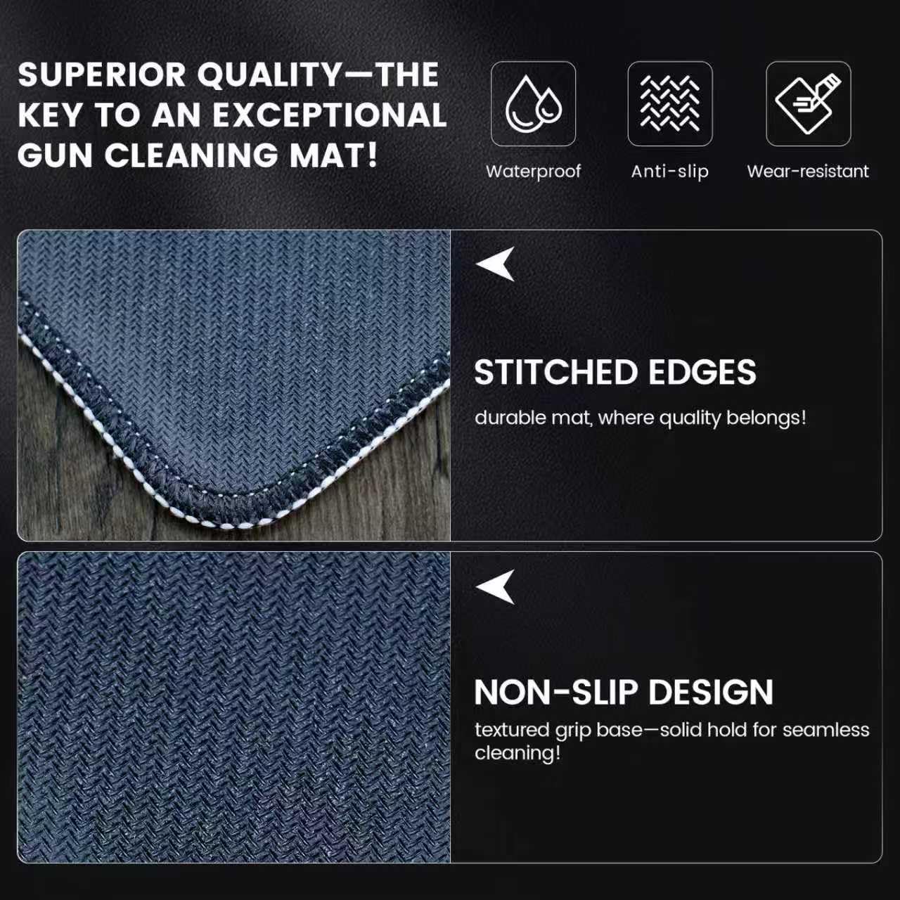 Skiennix Pistol Cleaning Mat - 24"x12" Oil Resistant, Non-Slip Design with 100 Cleaning Swabs