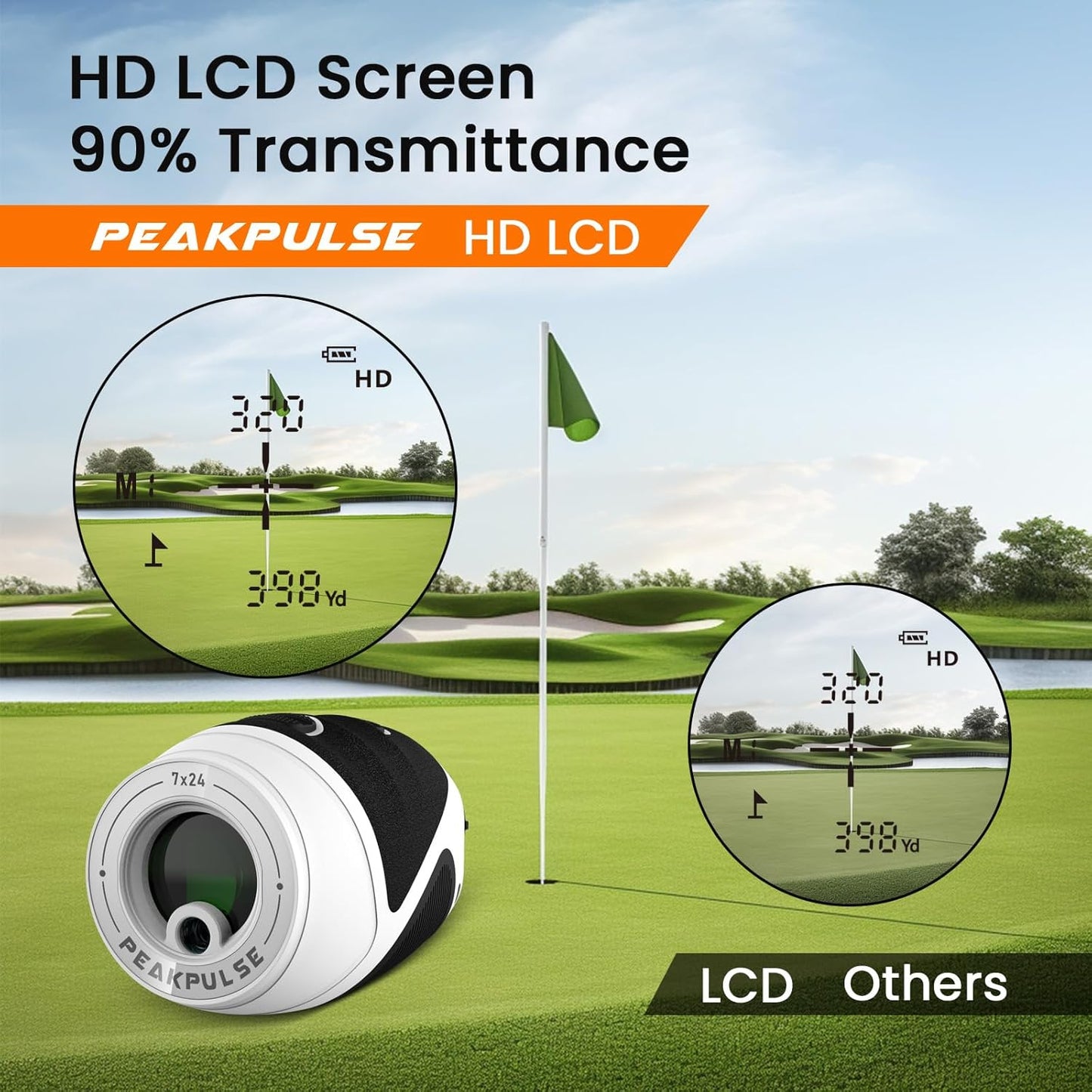 PEAKPULSE Golf Range Finder - 1200 Yards Mini Lightweight with 7X Magnification | Rechargeable for Men & Women