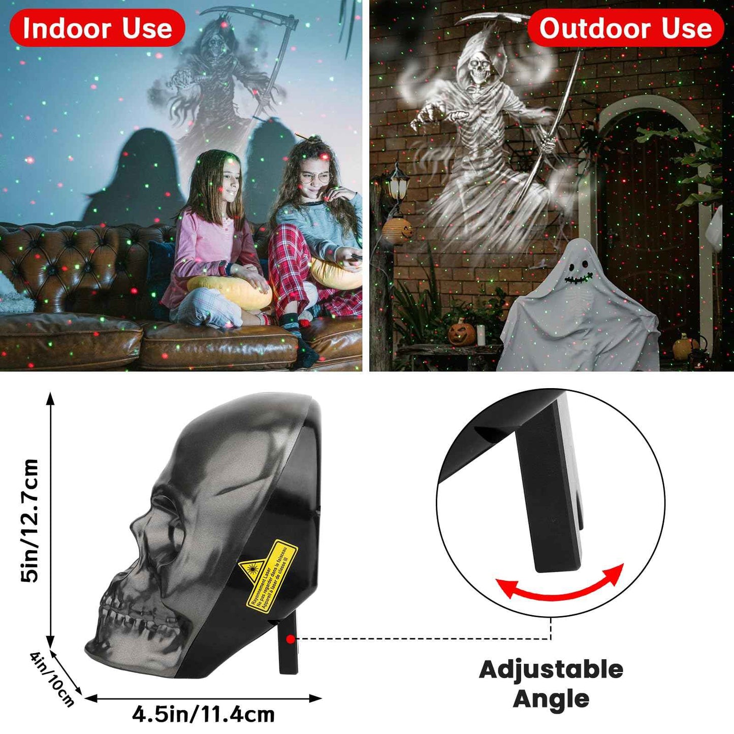 Halloween Projector - Reaper Projector Decorations Light with Timer,Remote Control, Hollween Lights for House, Garden, Yards, Scary Decorations